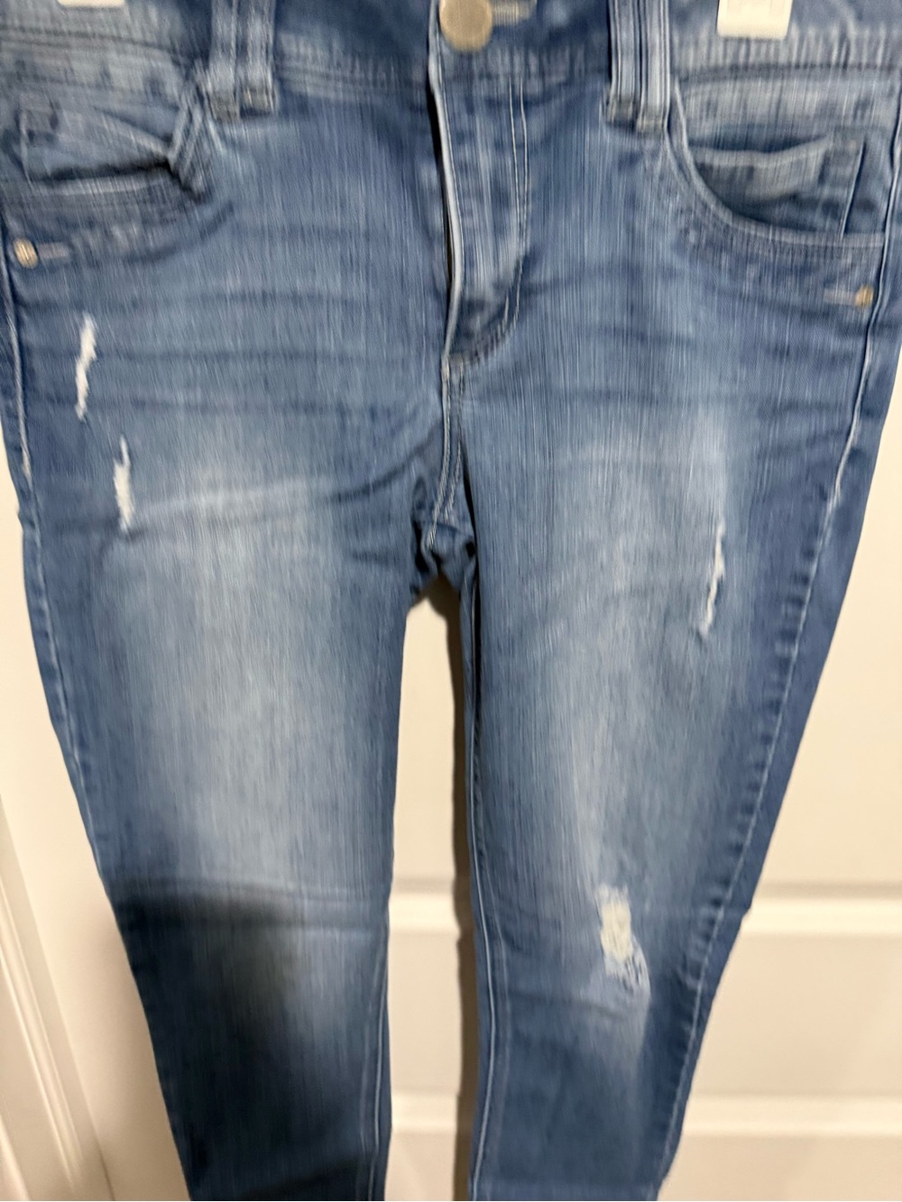 Democracy Skinny Ankle Jeans in Medium Blue with Light Distressing - Picture 3 of 6